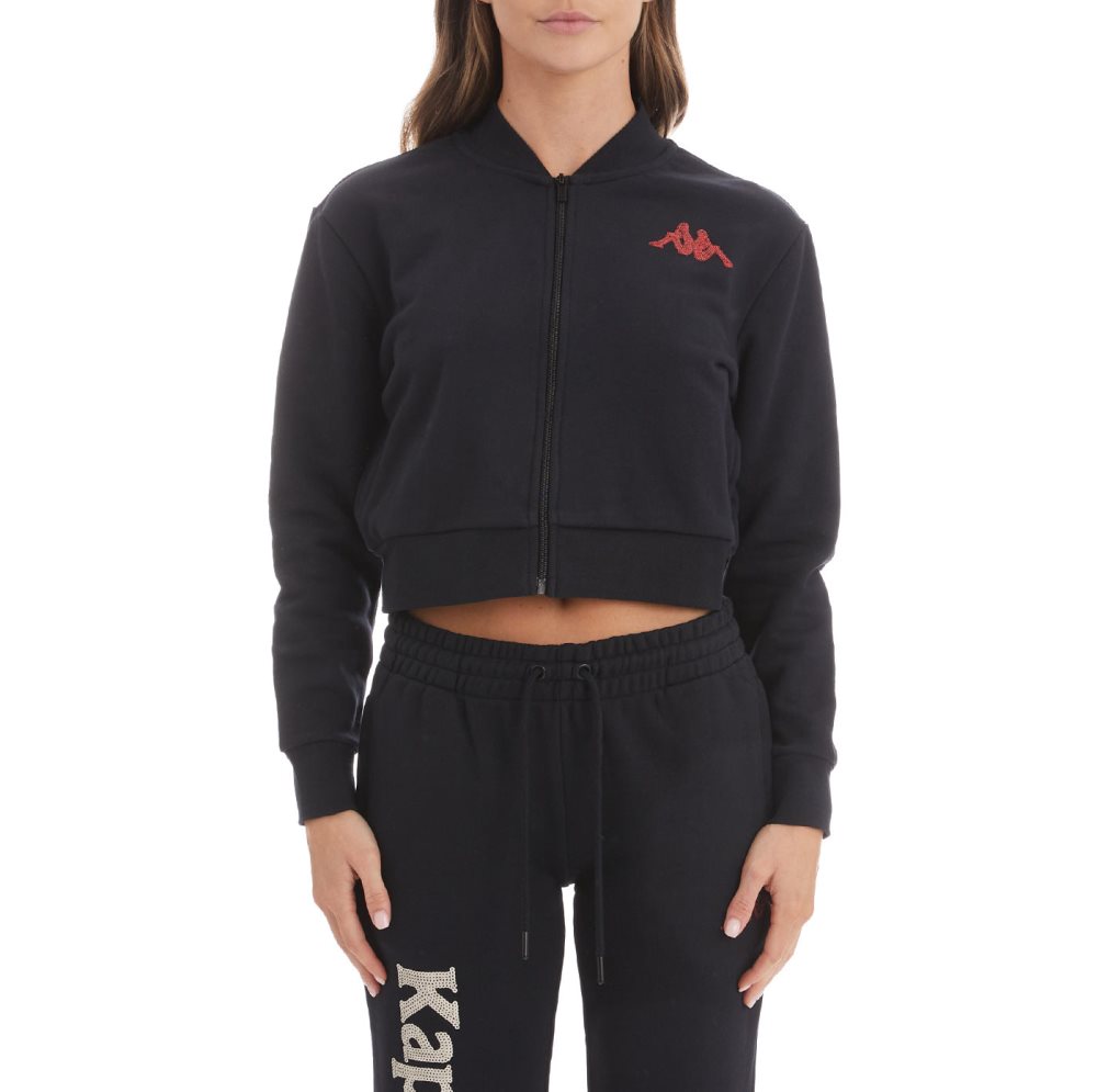 Kappa Authentic Ginkle Cropped Track Jackets Black | HF0264175