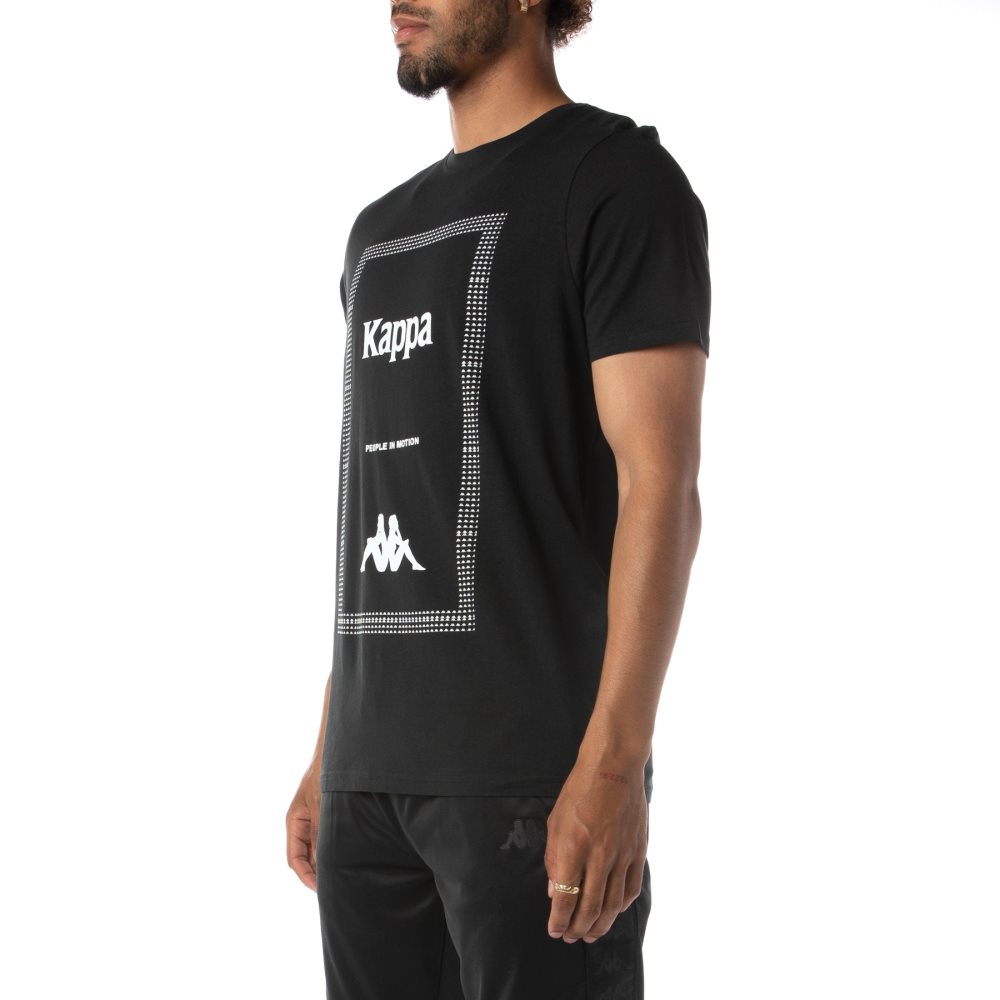 Kappa Authentic Graphik Graphy T Shirts Black | BA0632748