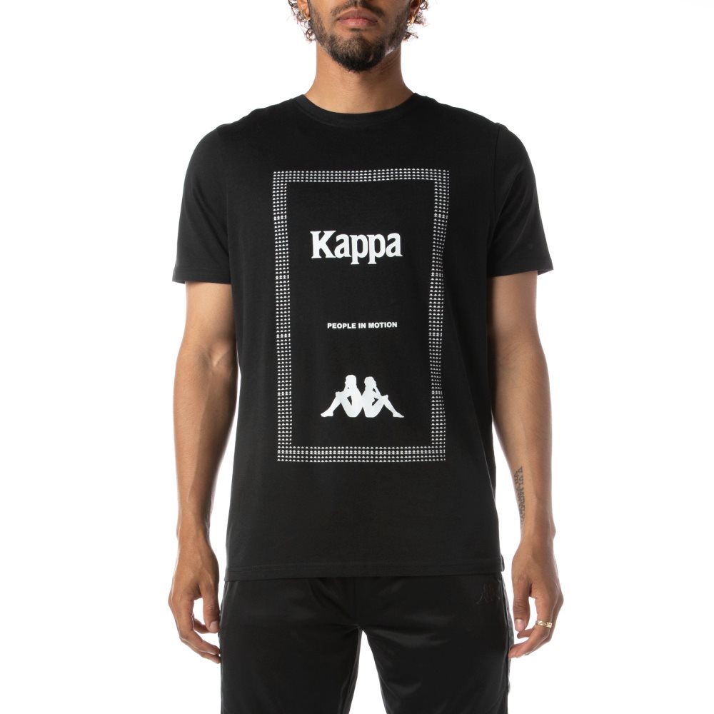 Kappa Authentic Graphik Graphy T Shirts Black | BA0632748