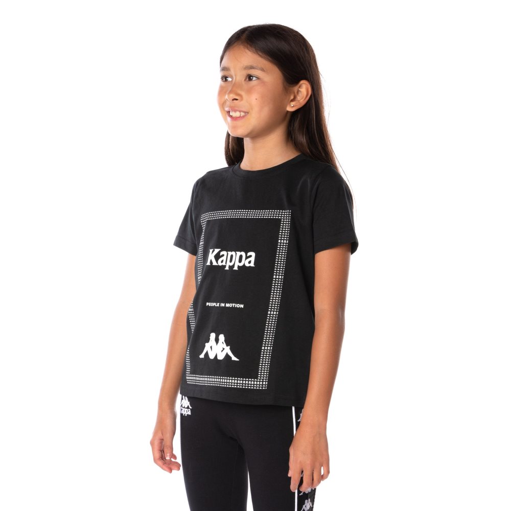 Kappa Authentic Graphik Graphy T Shirts Black | PN5496073