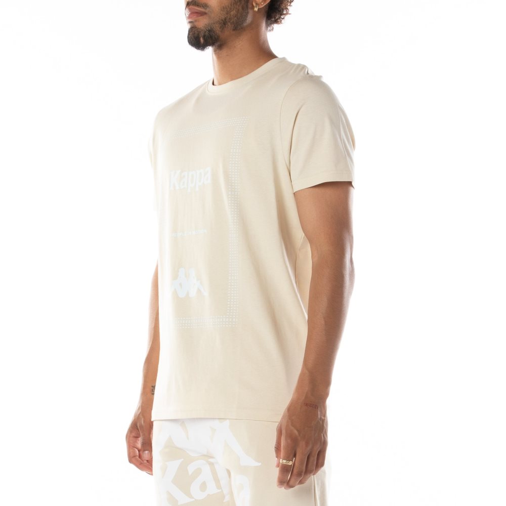 Kappa Authentic Graphik Graphy T Shirts Beige | XU2397180