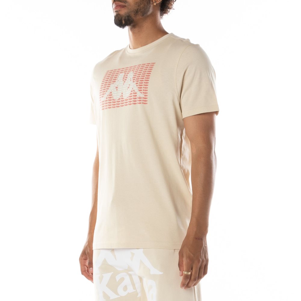 Kappa Authentic Graphik Ramone T Shirts Beige White | NP2870634
