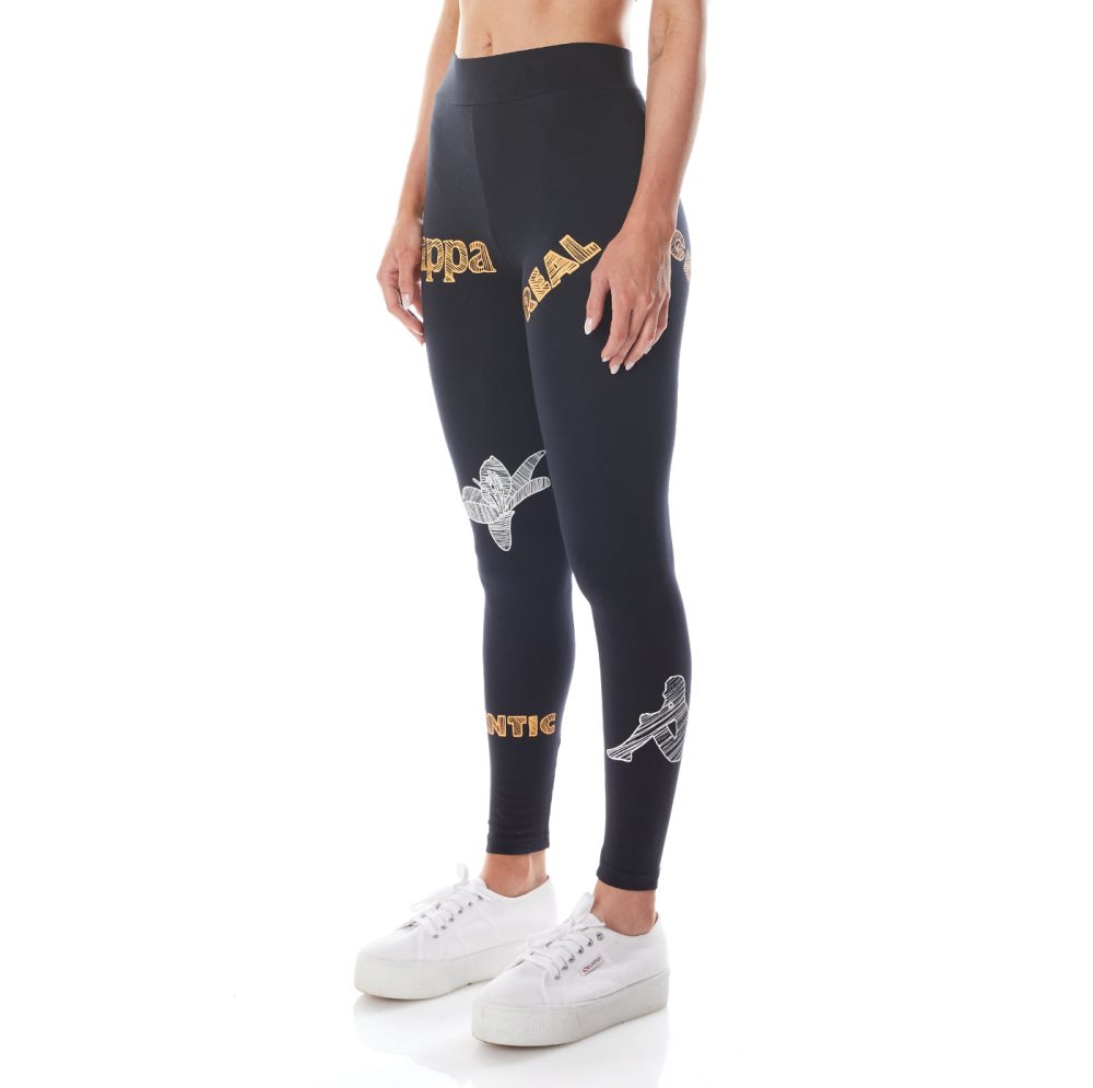 Kappa Authentic Graphik Taila Leggings Black Light Orange | CM4971036