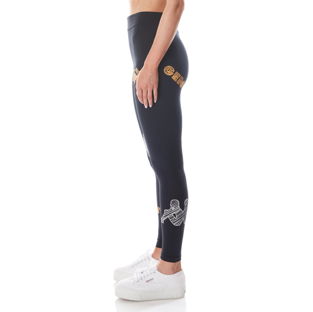 Kappa Authentic Graphik Taila Leggings Black Light Orange | CM4971036