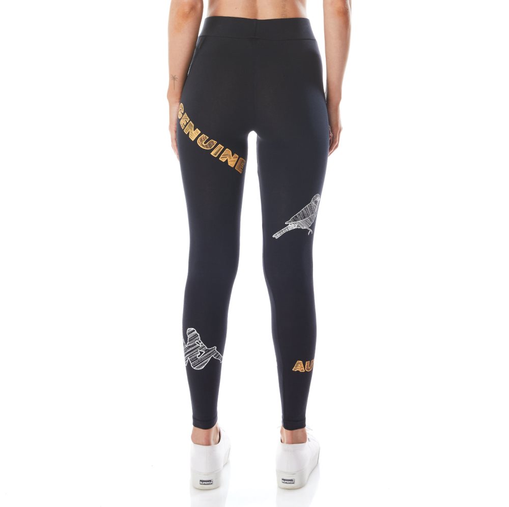 Kappa Authentic Graphik Taila Leggings Black Light Orange | CM4971036
