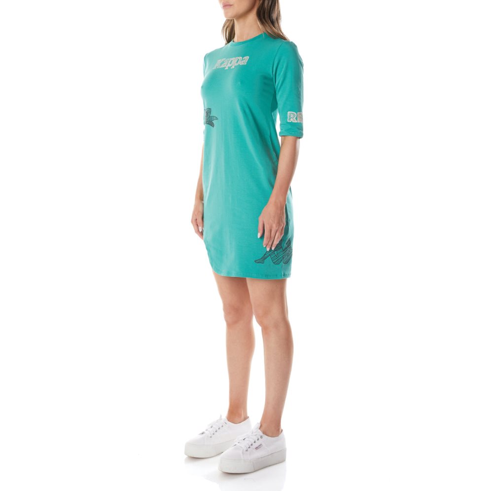 Kappa Authentic Graphik Tez Dress Turquoise | TD9827310