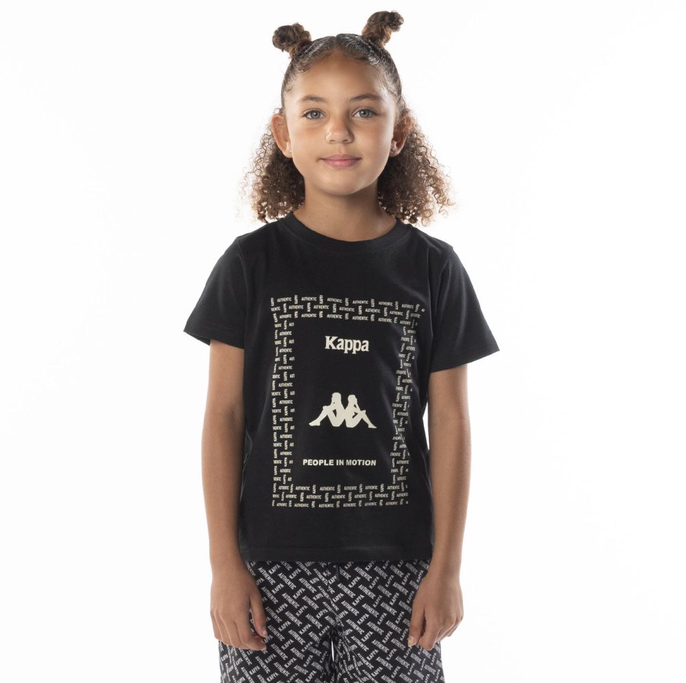 Kappa Authentic Graphy T Shirts Black Brown | BT0521987