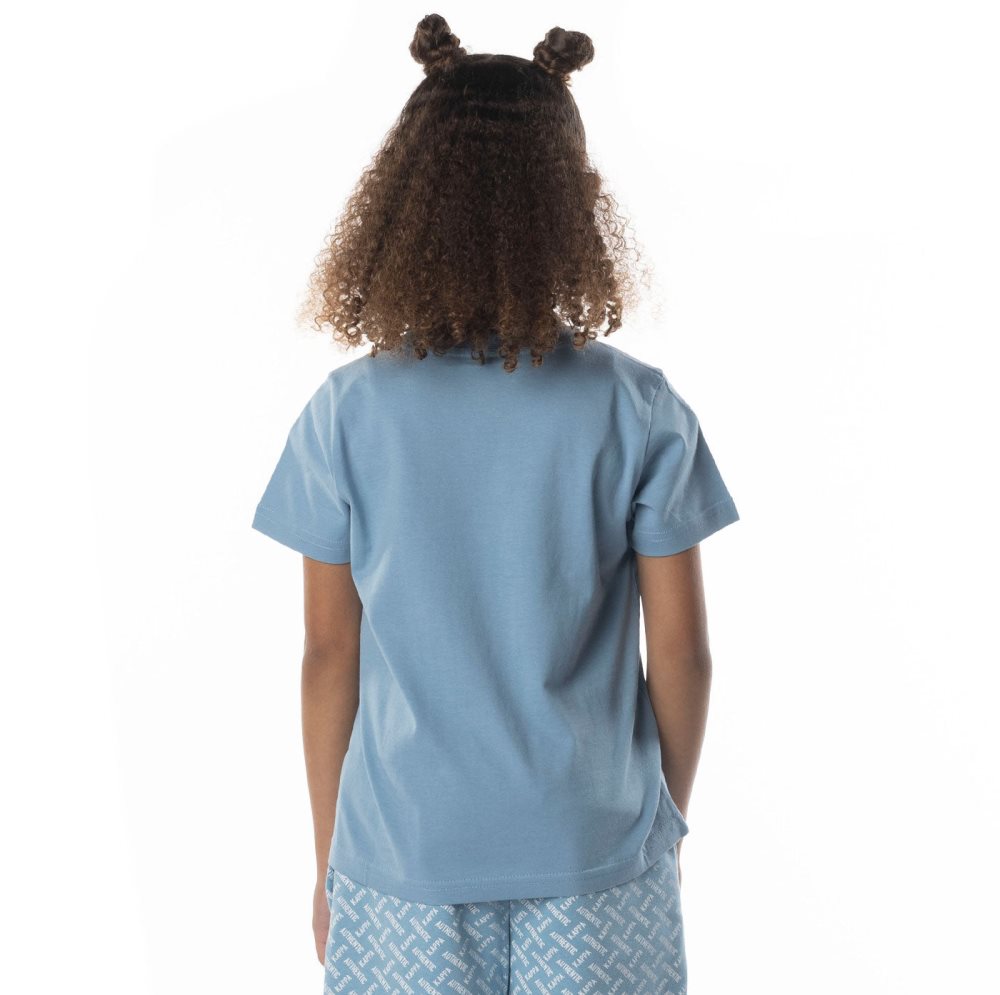 Kappa Authentic Graphy T Shirts Light Blue Brown | FV4120978
