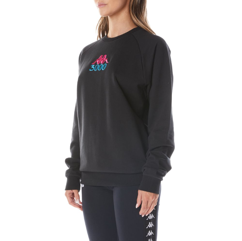 Kappa Authentic Gumball Grisa Crewneck Sweatshirts Black | PW4316927