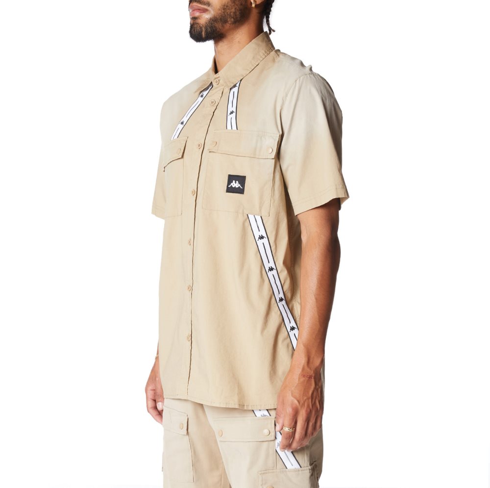Kappa Authentic Jpn Takata Button Down T Shirts Beige | FN1035947