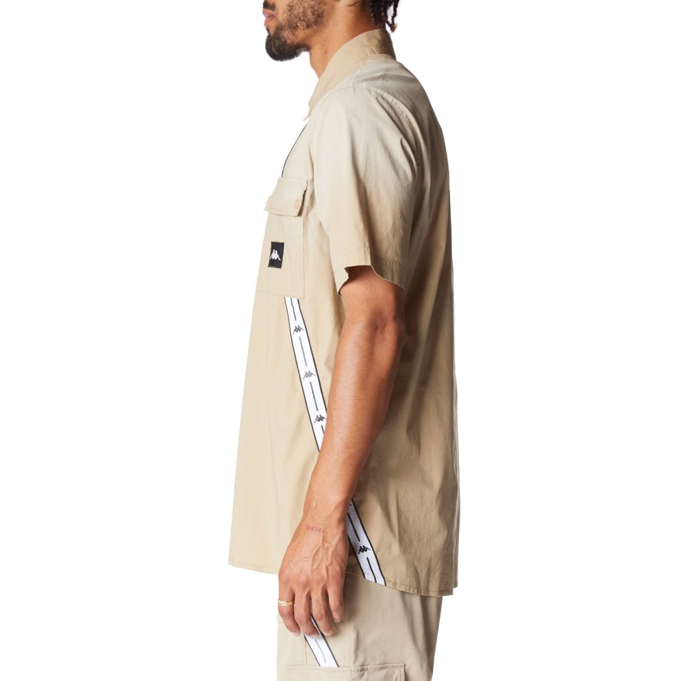 Kappa Authentic Jpn Takata Button Down T Shirts Beige | FN1035947