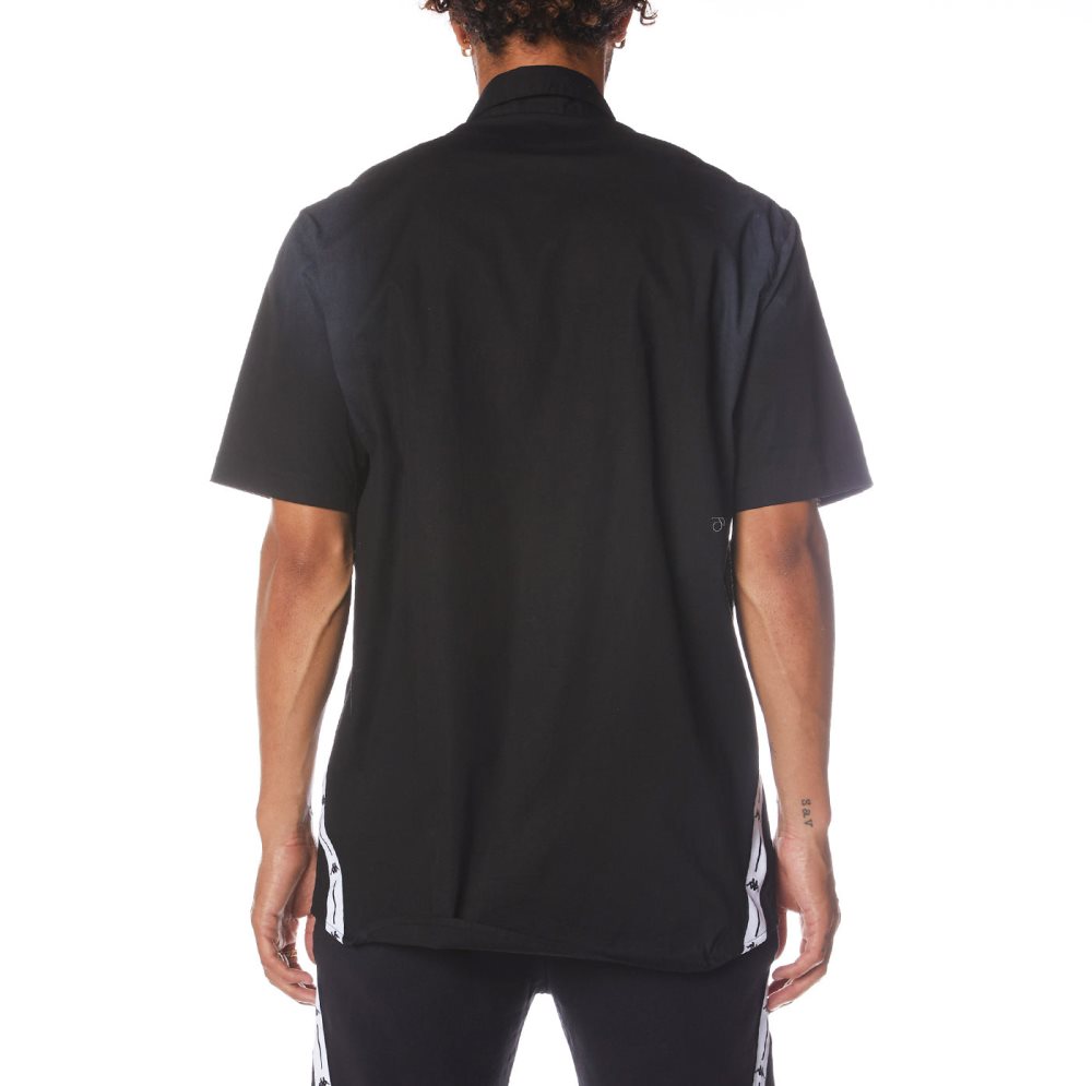 Kappa Authentic Jpn Takata Button Down T Shirts Black | QF3568472
