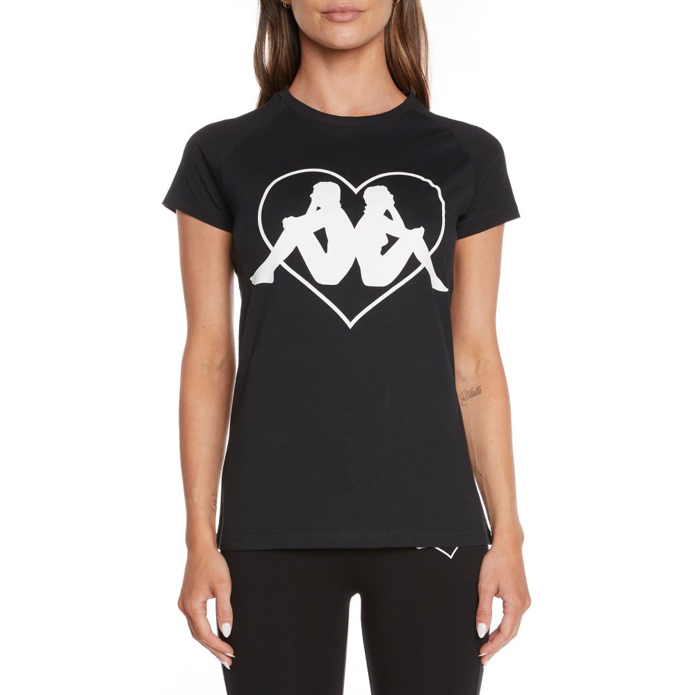 Kappa Authentic Love Dabrowa T Shirts Black | EU7945130