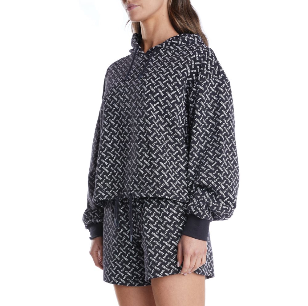 Kappa Authentic Molly Hoodie Black Brown | OR6710352