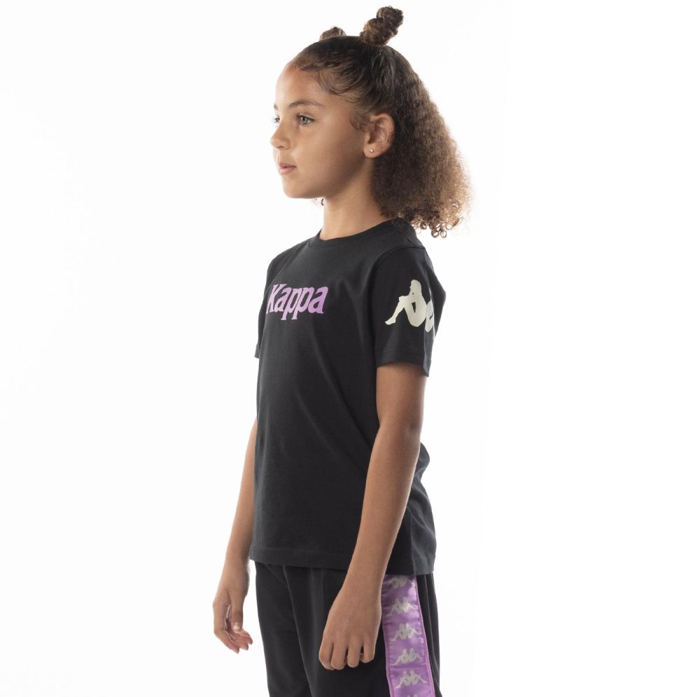 Kappa Authentic Paroo T Shirts Black Purple | EI2634098