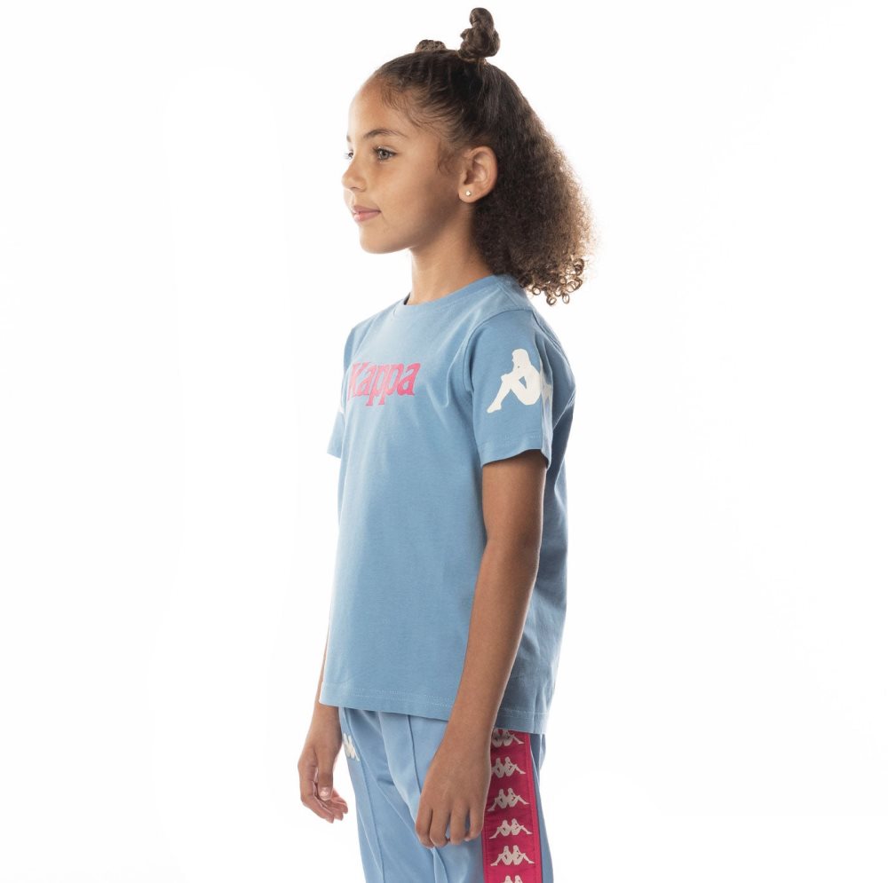 Kappa Authentic Paroo T Shirts Light Blue Pink | CT8106247