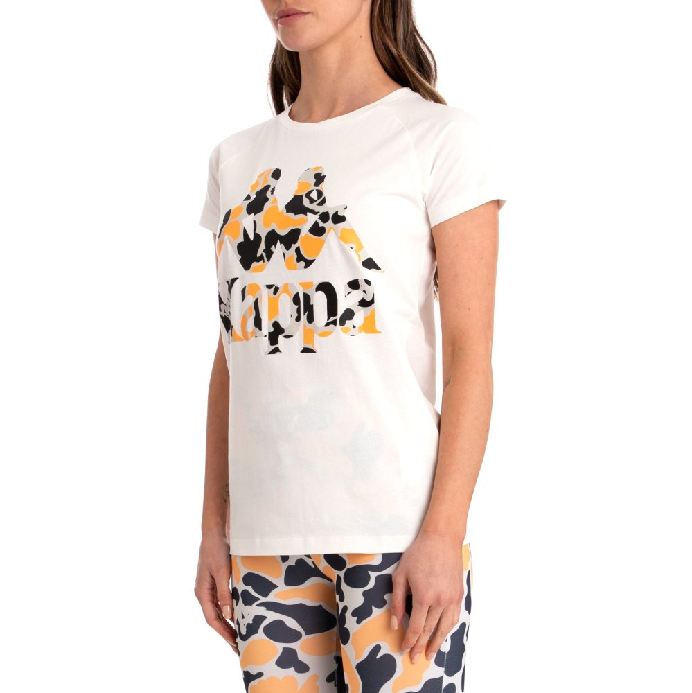 Kappa Authentic Pinkar T Shirts White Light Orange | BI2038569