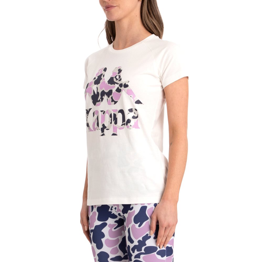 Kappa Authentic Pinkar T Shirts White Purple | OI1602597