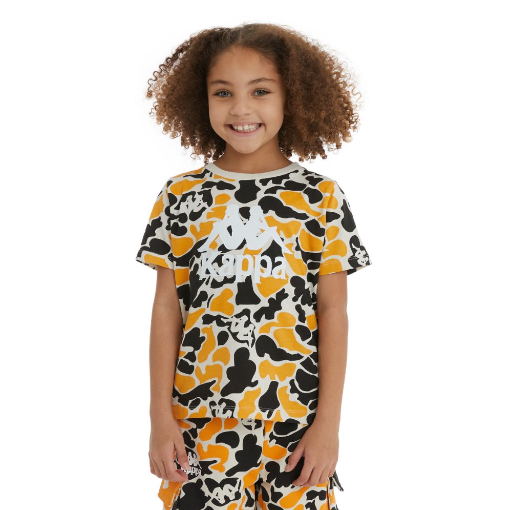 Kappa Authentic Pyllo T Shirts Black Light Orange | HW9850642