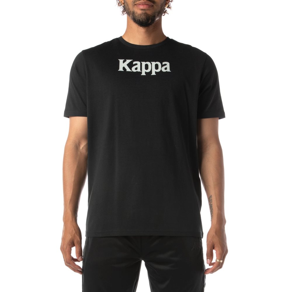 Kappa Authentic Runis T Shirts Black Grey | ER7208935