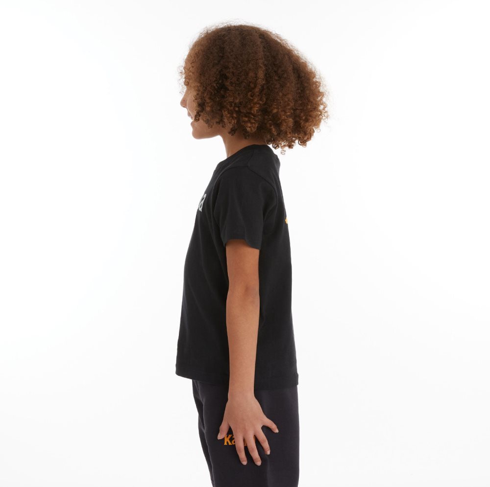 Kappa Authentic Runis T Shirts Black Light Orange | OB8612573