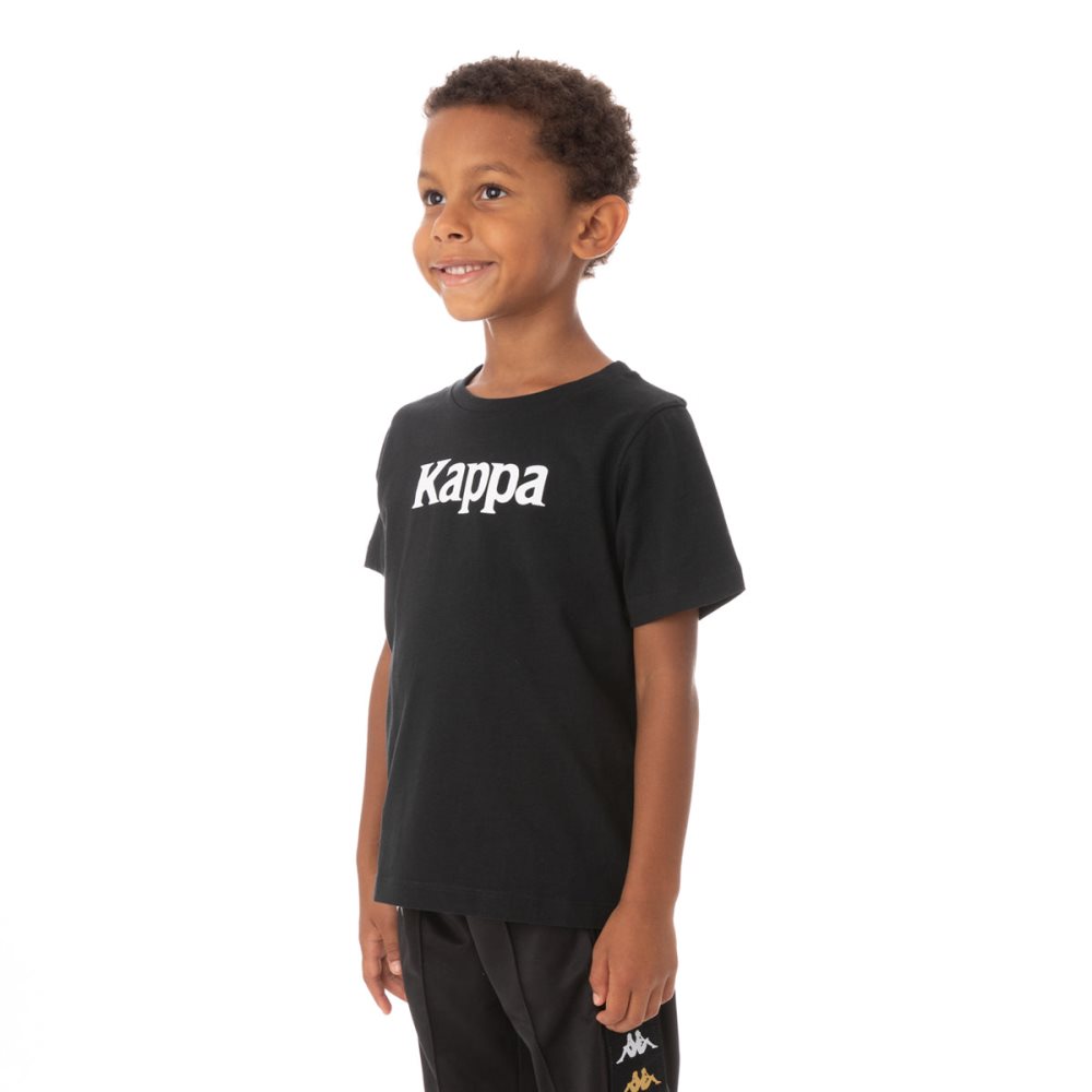 Kappa Authentic Runis T Shirts Black | UK2608375