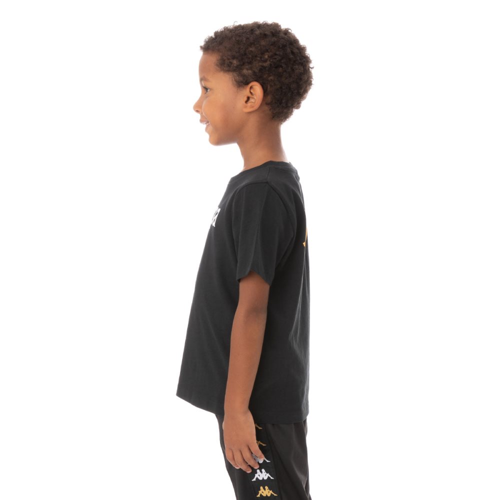 Kappa Authentic Runis T Shirts Black | UK2608375