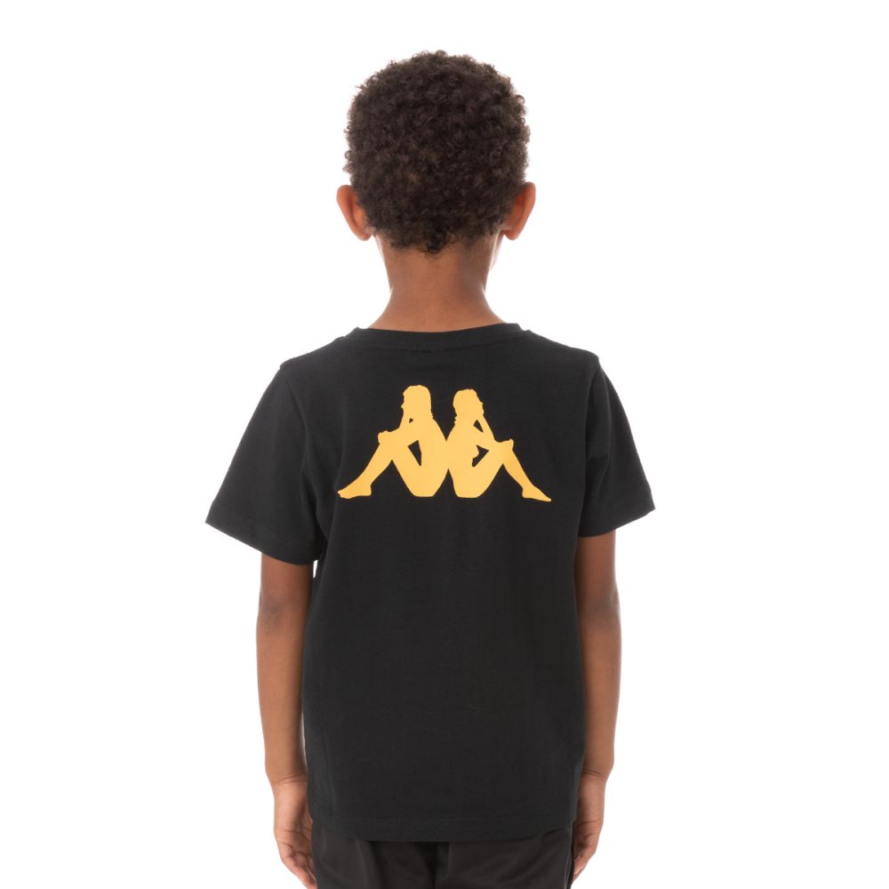 Kappa Authentic Runis T Shirts Black | UK2608375