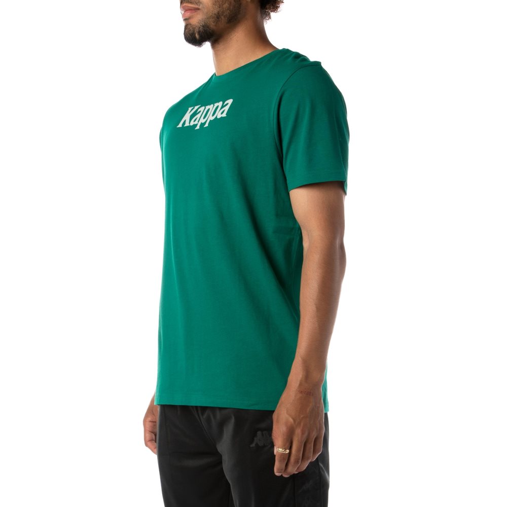 Kappa Authentic Runis T Shirts Green Grey | ZE7895206