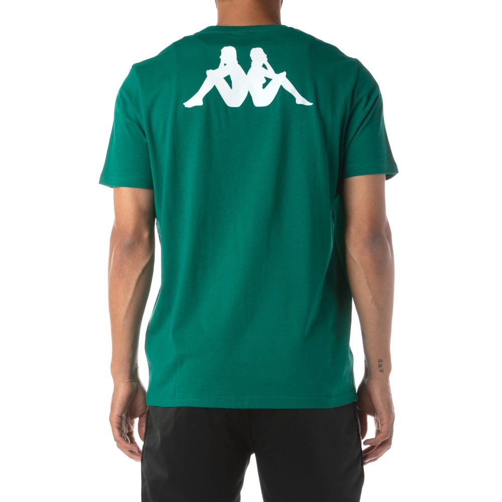 Kappa Authentic Runis T Shirts Green Grey | ZE7895206