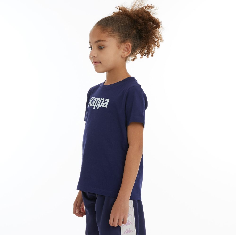 Kappa Authentic Runis T Shirts Navy White | AB9126504