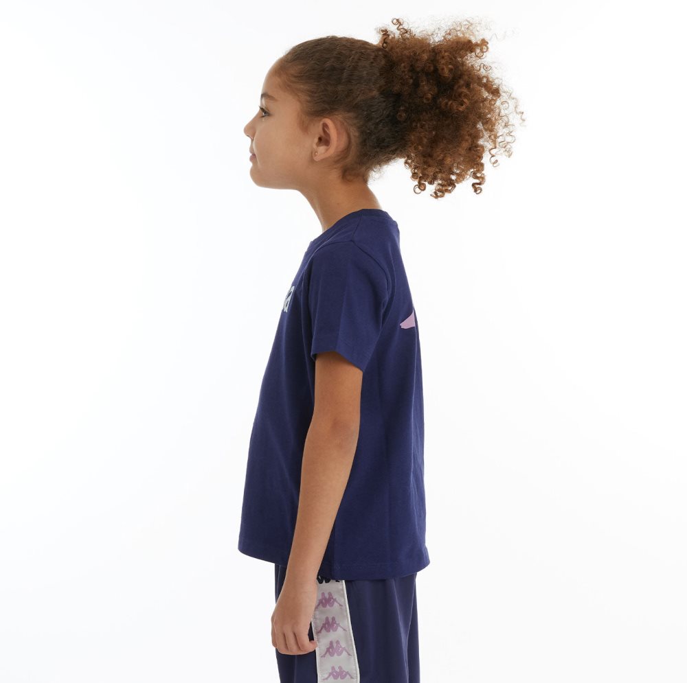 Kappa Authentic Runis T Shirts Navy White | AB9126504