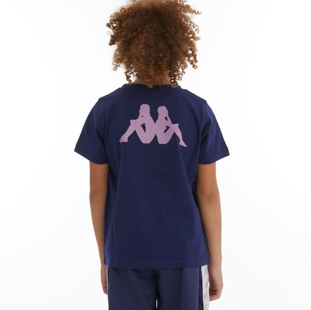 Kappa Authentic Runis T Shirts Navy White | AB9126504
