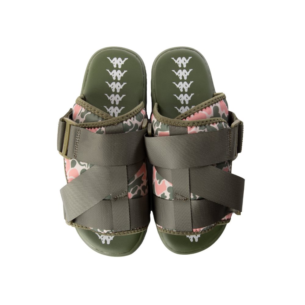 Kappa Authentic Taisy 1 Slides Green Olive Pink | QG3075268