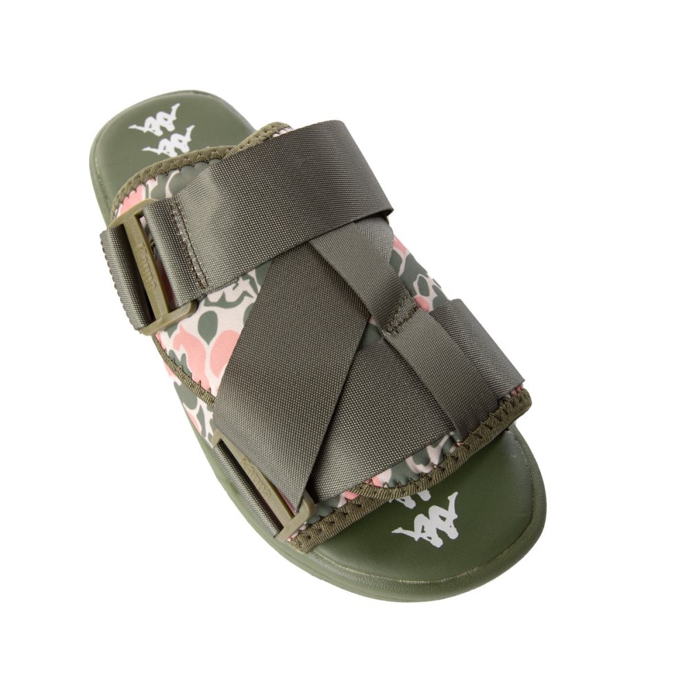 Kappa Authentic Taisy 1 Slides Green Olive Pink | VQ8130946