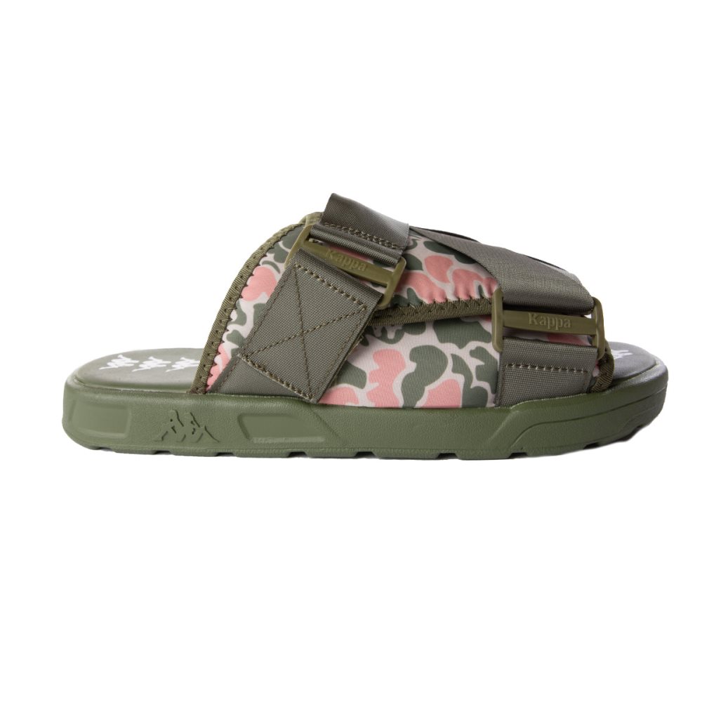 Kappa Authentic Taisy 1 Slides Green Olive Pink | VQ8130946
