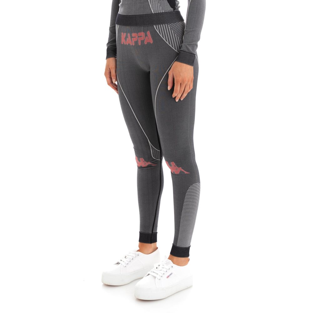 Kappa Authentic Trybunalski Knit Leggings Black Red | HG8524379