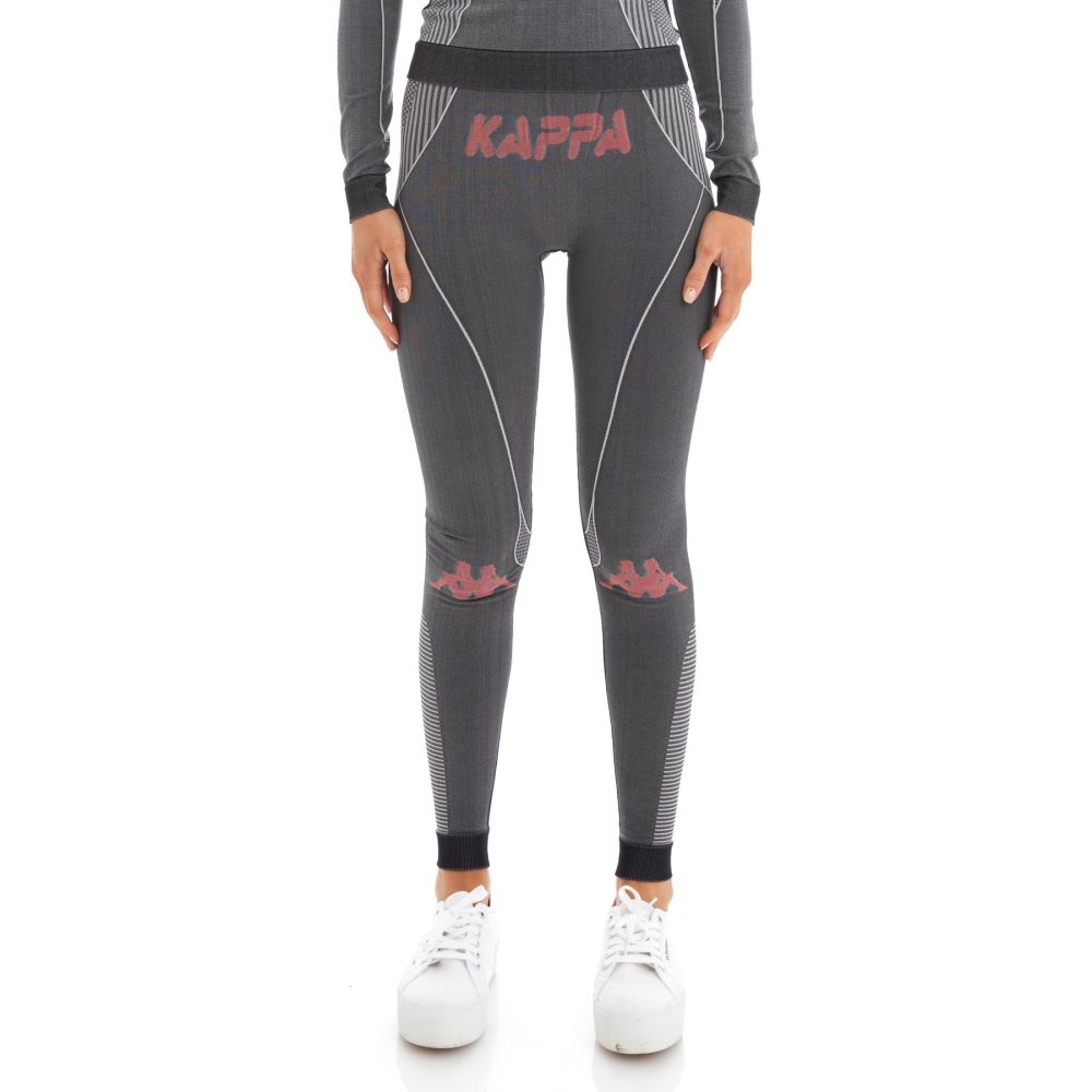 Kappa Authentic Trybunalski Knit Leggings Black Red | HG8524379
