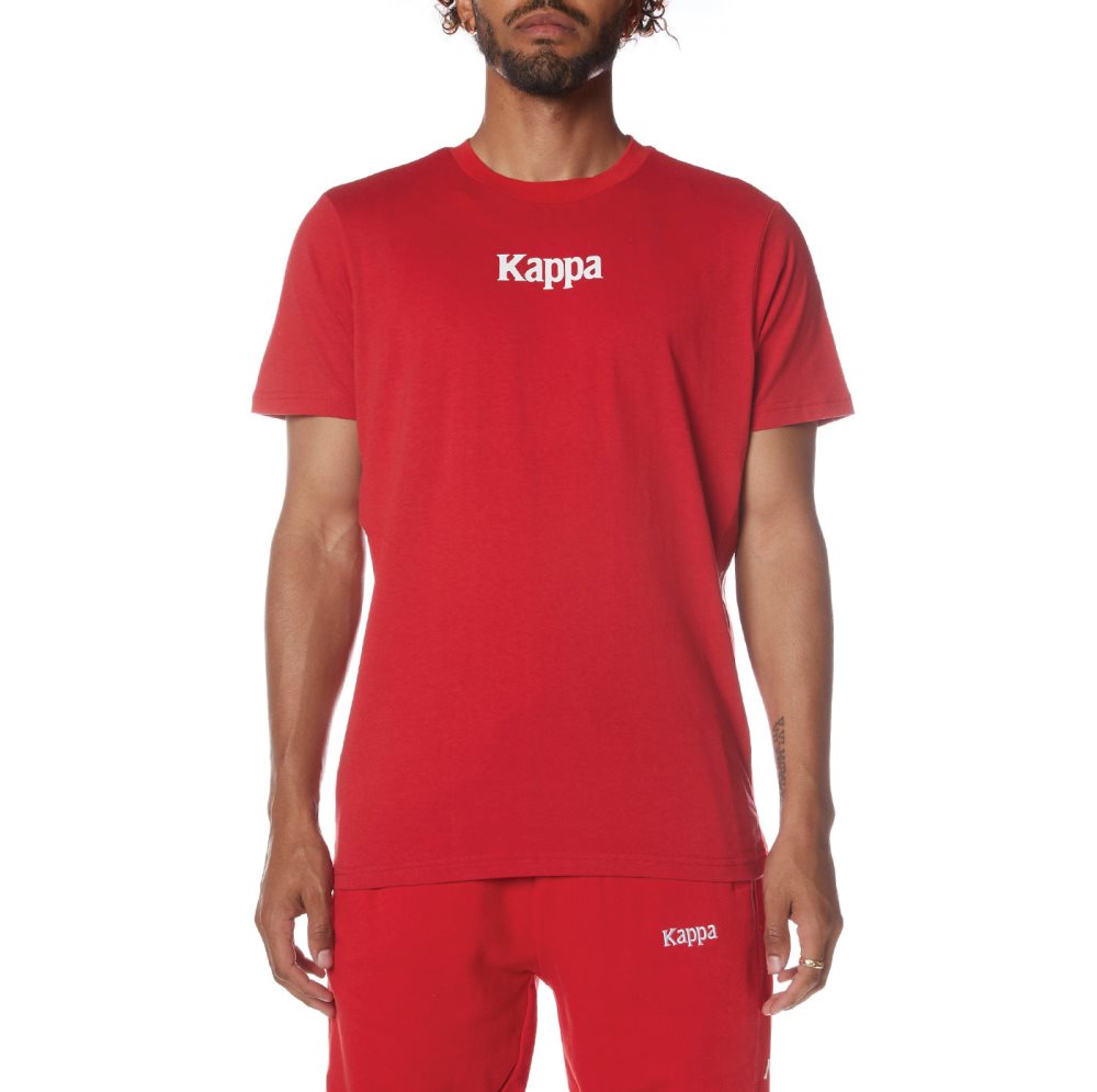 Kappa Authentic Vornit T Shirts Red White | GZ2761390