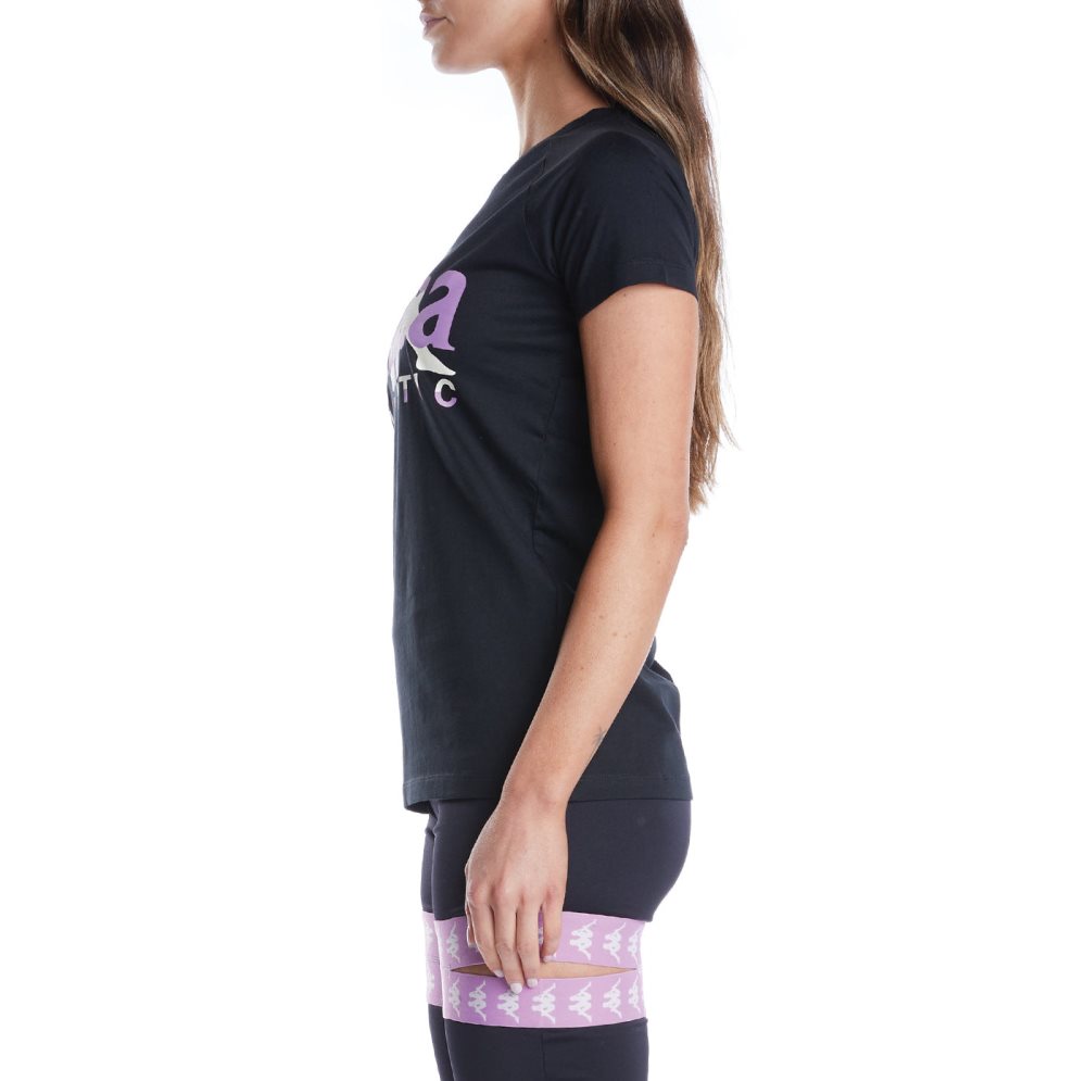 Kappa Authentic Vreelas T Shirts Black Purple | MA0187954