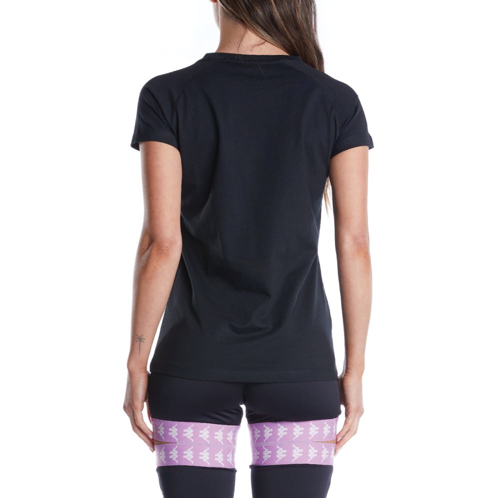 Kappa Authentic Vreelas T Shirts Black Purple | MA0187954