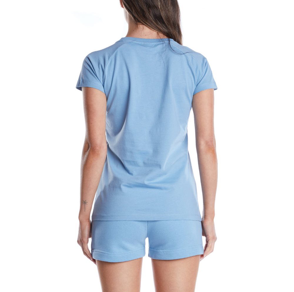 Kappa Authentic Vreelas T Shirts Light Blue Brown | FT7864539