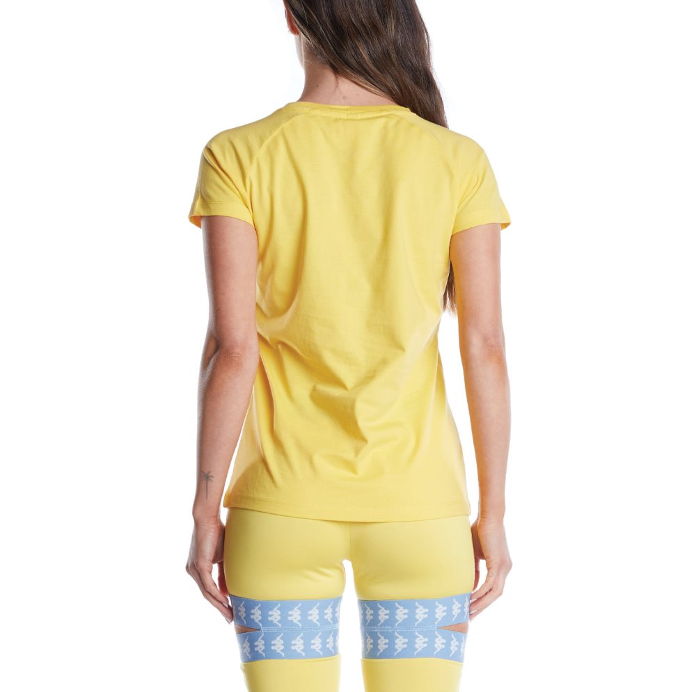 Kappa Authentic Vreelas T Shirts Yellow Light Blue | FG0531974