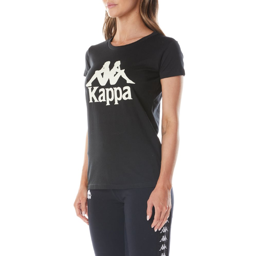 Kappa Authentic Westessi T Shirts Black Brown | EU9751842