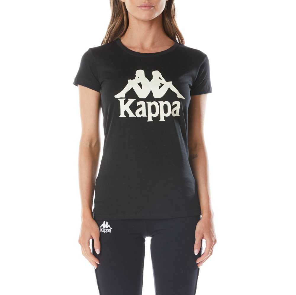 Kappa Authentic Westessi T Shirts Black Brown | EU9751842