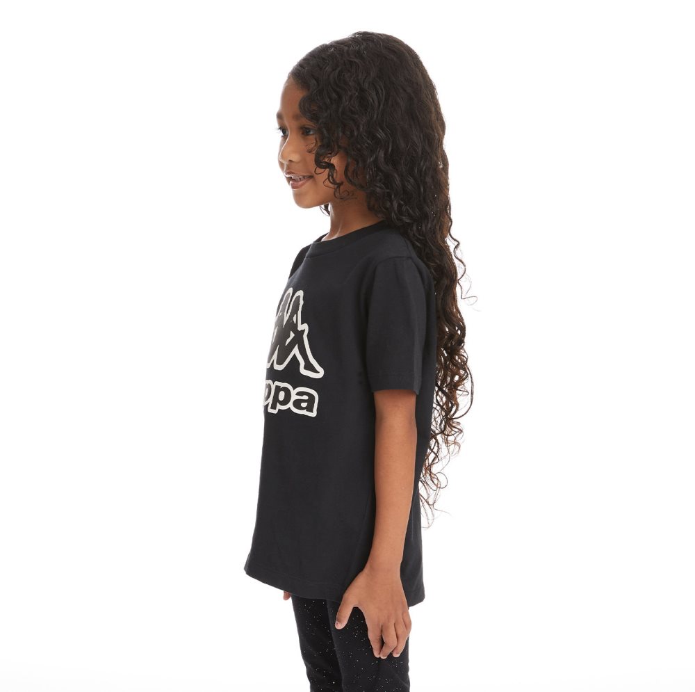 Kappa Logo Bant T Shirts Black | BX3124769
