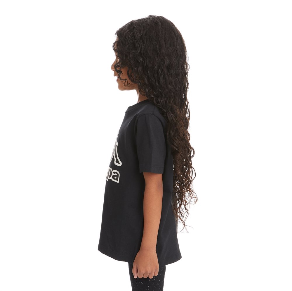 Kappa Logo Bant T Shirts Black | BX3124769