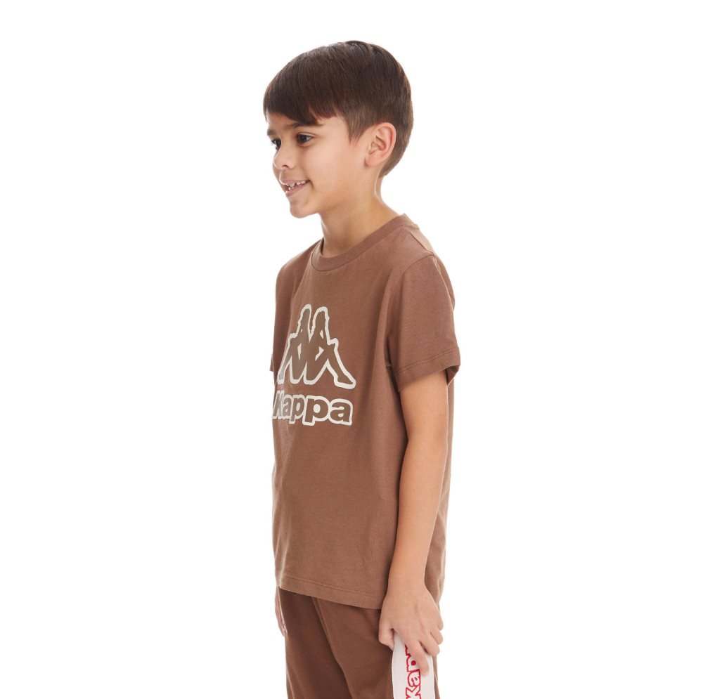 Kappa Logo Bant T Shirts Brown | RI2481039
