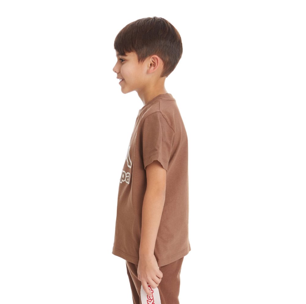 Kappa Logo Bant T Shirts Brown | RI2481039