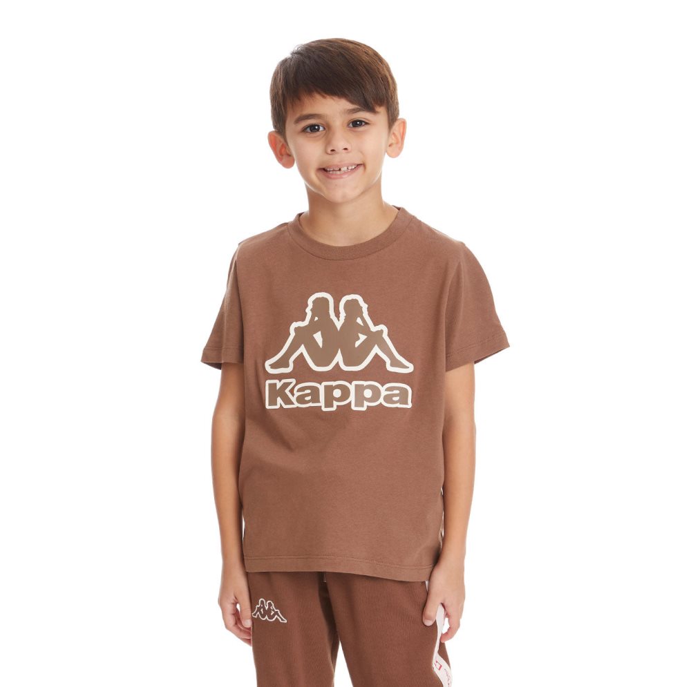 Kappa Logo Bant T Shirts Brown | RI2481039